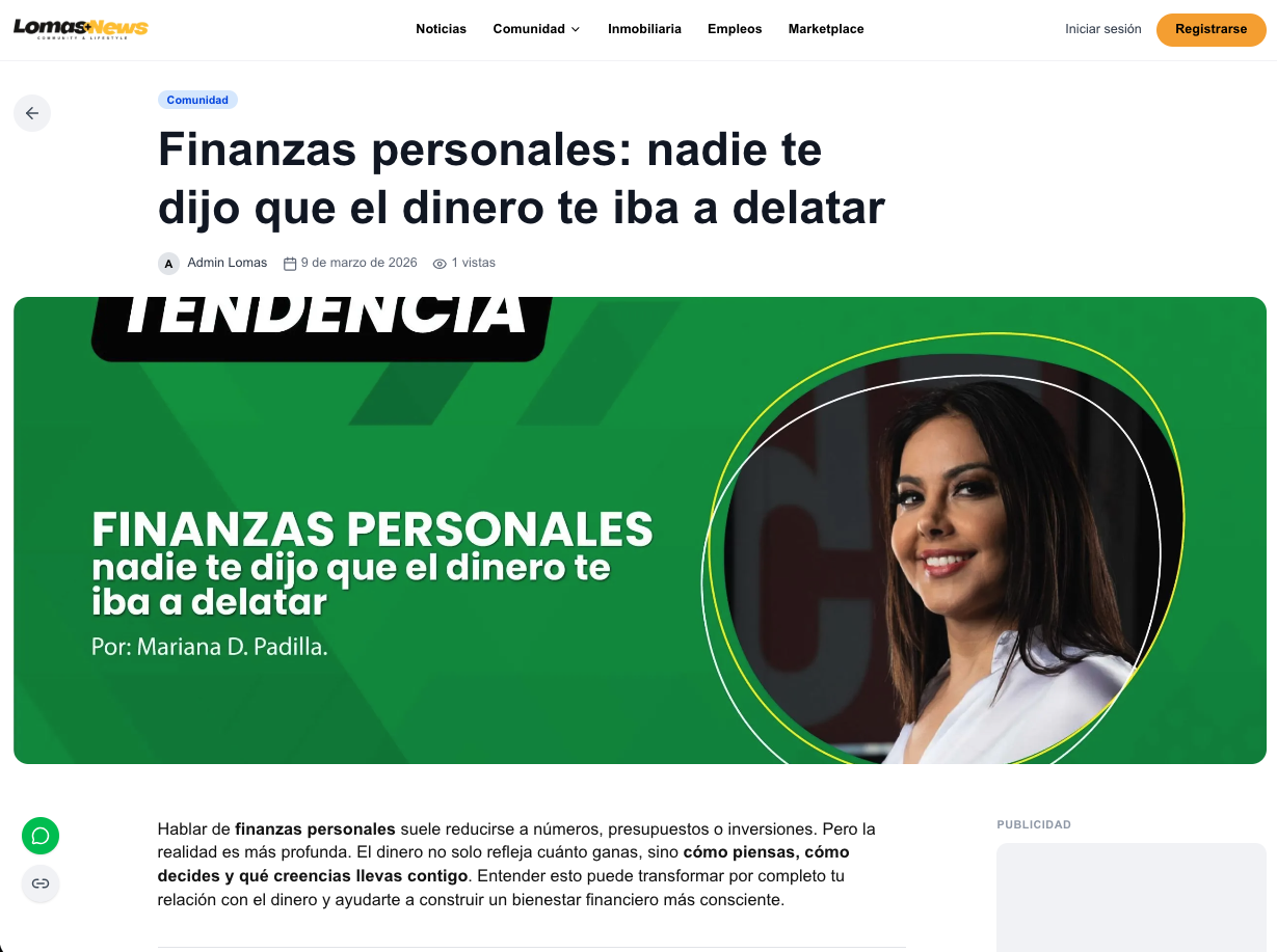 Vista de un artículo editorial individual con hero y autoría